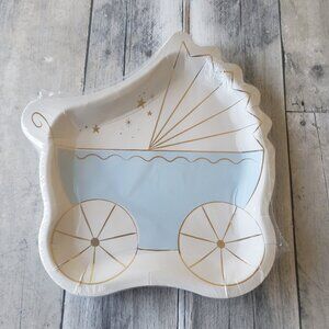NWT - My Mind's Eye Baby Boy Buggy Paper Plates 12 count